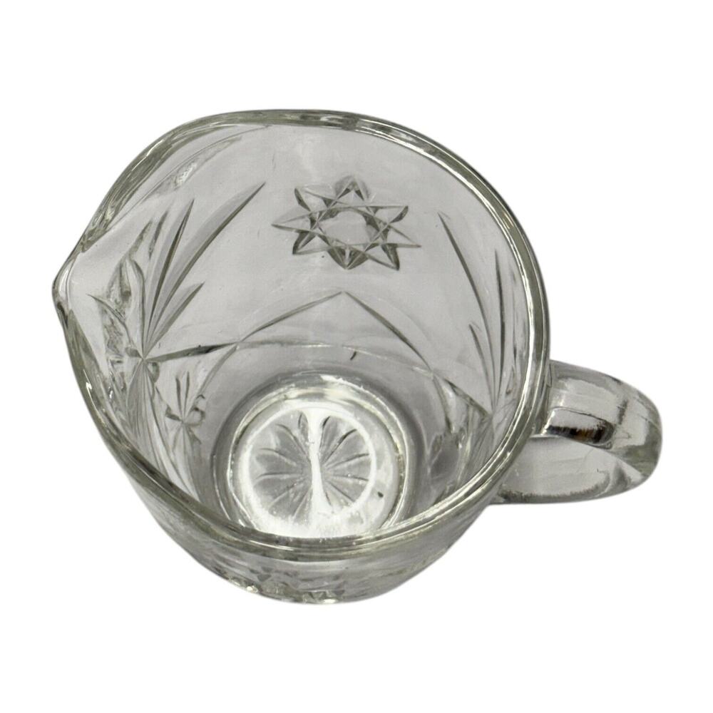 Vintage Anchor Hocking Prescut Clear Glass Creamer Pitcher EAPC Star of David - Picture 2 of 6